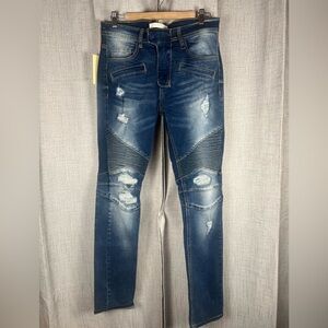 KDNK 1141411 Jeans Skinny Tapered Sz 32 Distressed Y2K Streetwear/Biker NWT